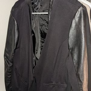 Torrid Black faux leather and cotton blazer